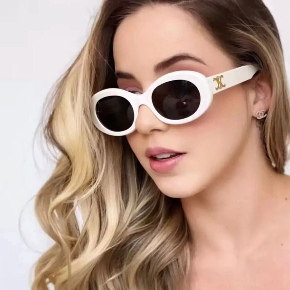Celine CL40194U 25A Triomphe Oval Women Sunglasses White Frame